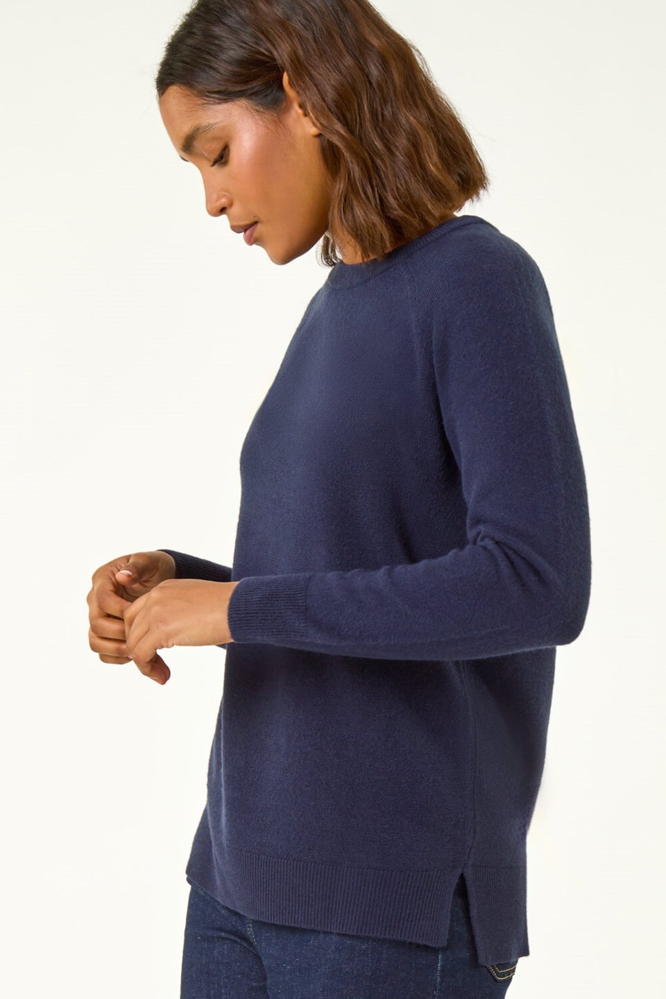 Roman Midnight Blue Plain Soft Crew Neck Jumper