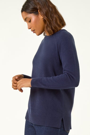 Roman Midnight Blue Plain Soft Crew Neck Jumper