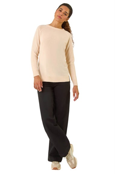 Roman Natural Plain Soft Crew Neck Jumper