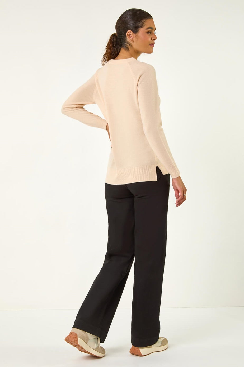 Roman Natural Plain Soft Crew Neck Jumper