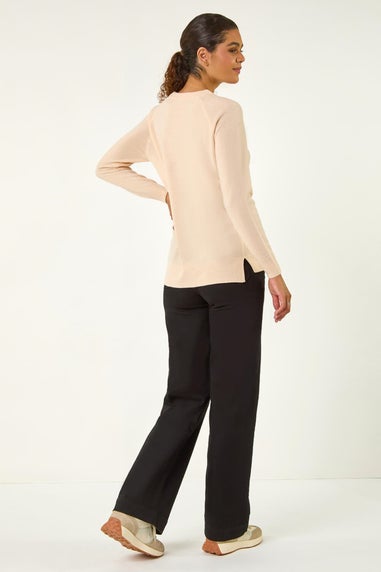 Roman Natural Plain Soft Crew Neck Jumper