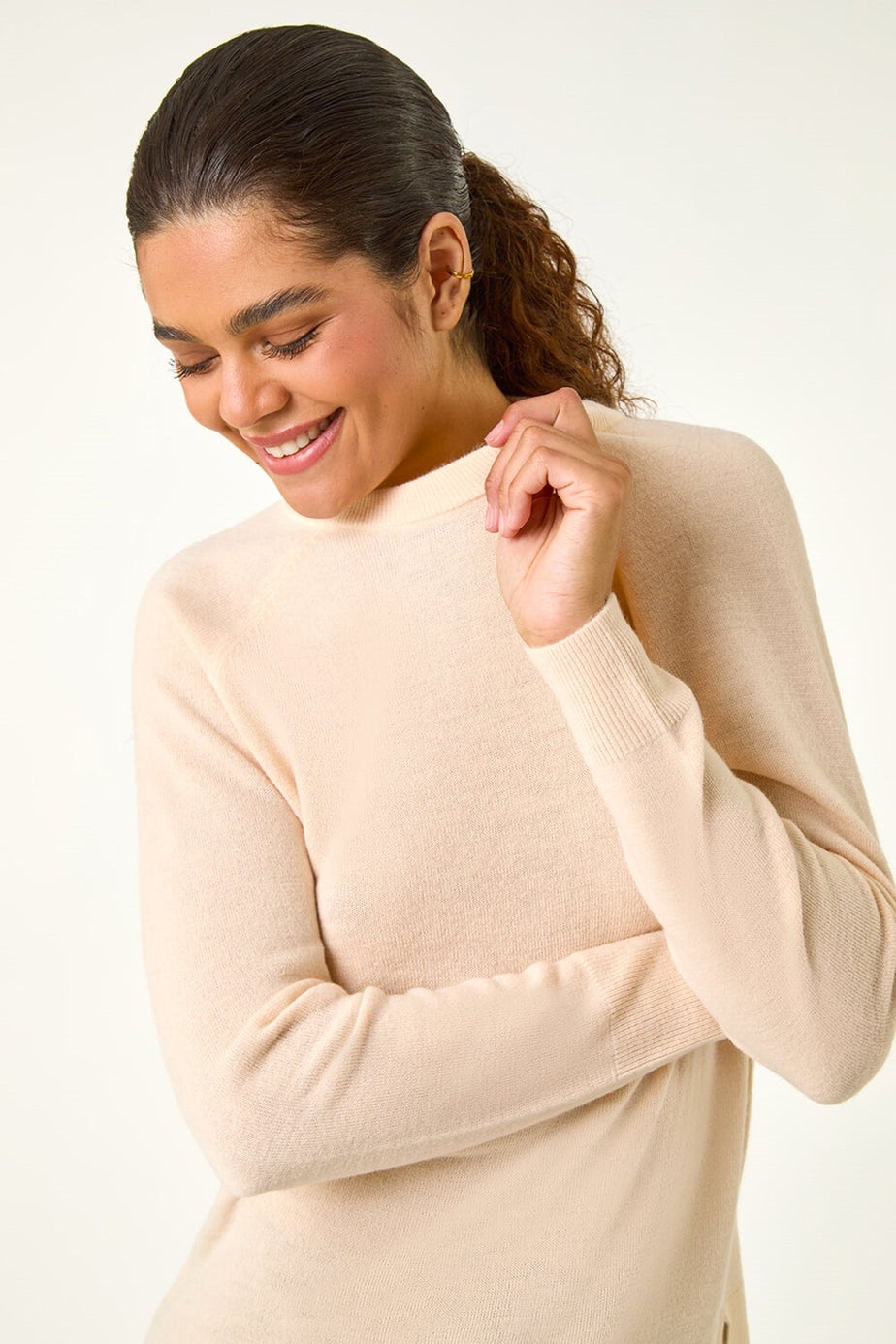 Roman Natural Plain Soft Crew Neck Jumper