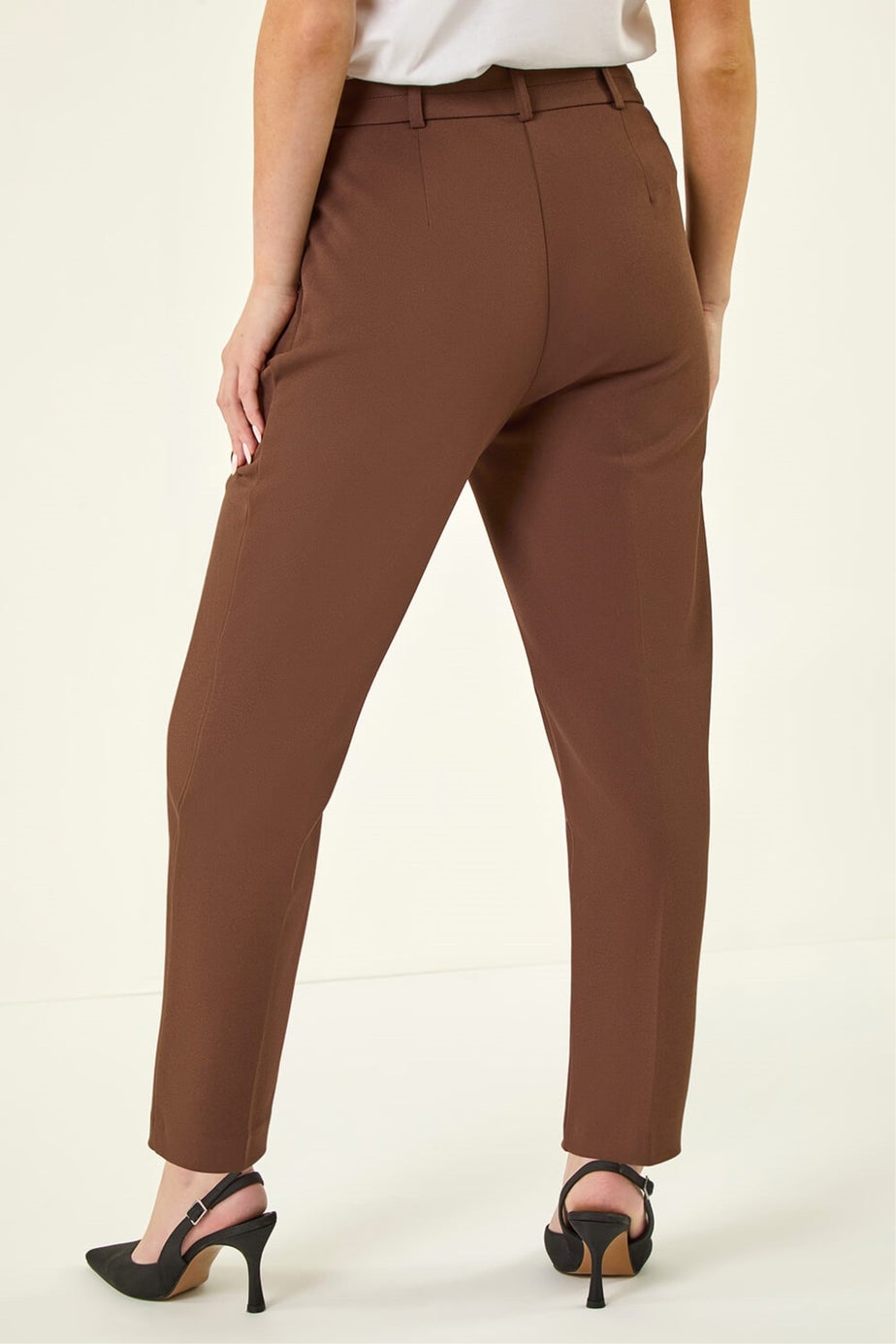 Roman Chocolate Short Straight Leg Stretch Trouser