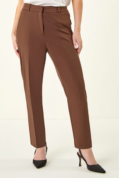Roman Chocolate Short Straight Leg Stretch Trouser