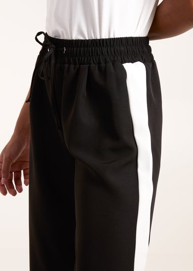 Blue Vanilla Black Side Stripe Elastic Waist Trousers