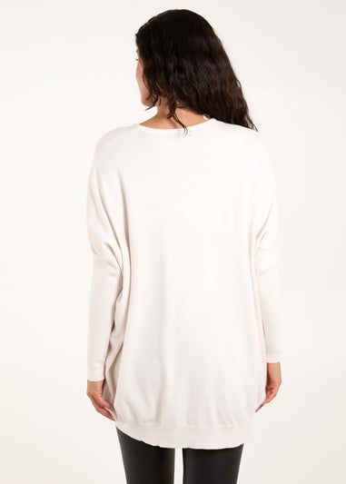 Blue Vanilla Cream V Neck Hearts Jumper