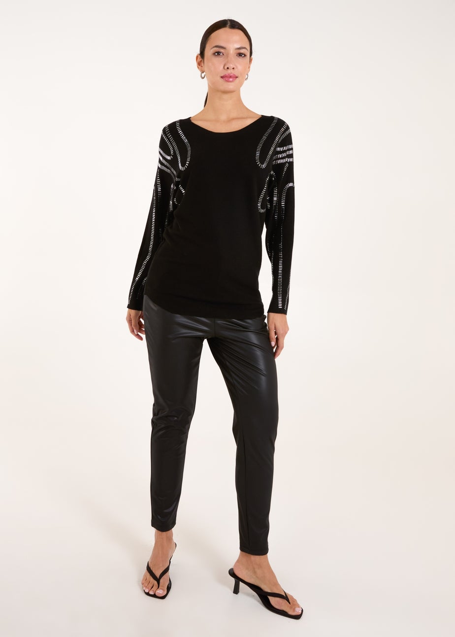 Blue Vanilla Black Embellished Shoulder Jumper