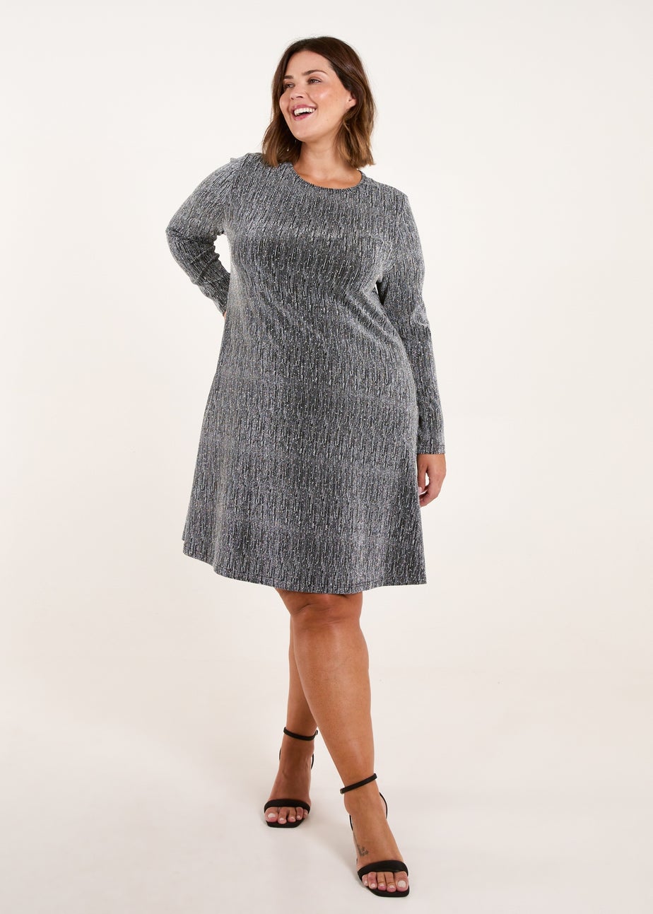 Blue Vanilla Silver Curve Metallic Swing Dress