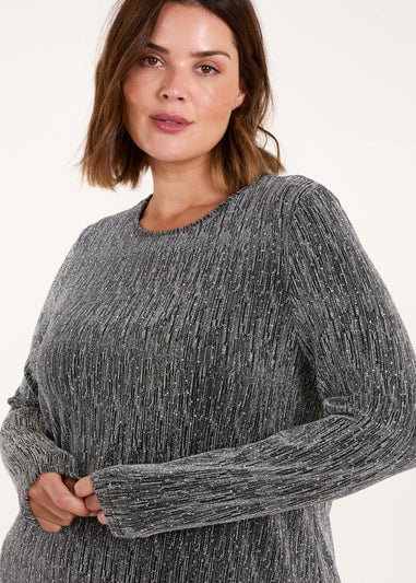 Blue Vanilla Silver Curve Metallic Swing Dress