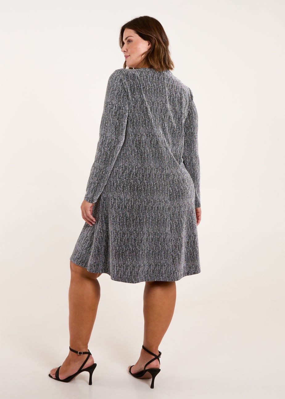 Blue Vanilla Silver Curve Metallic Swing Dress