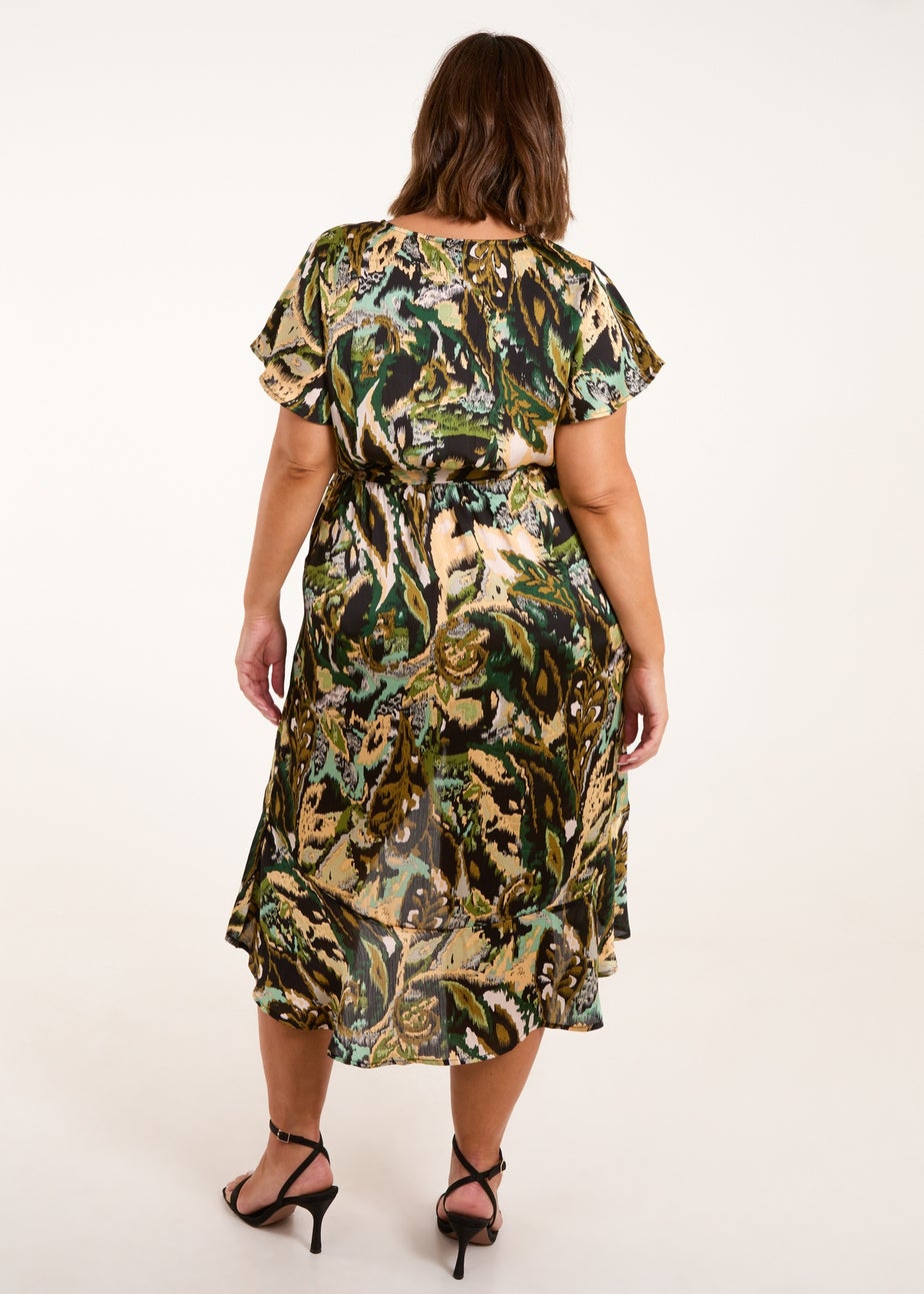 Blue Vanilla Black Curve Angel Sleeve Wrap Midi Dress