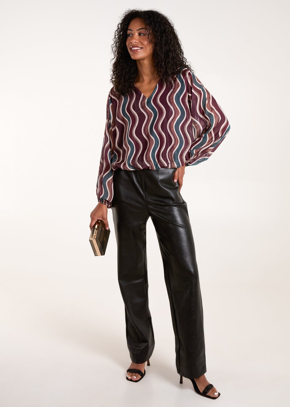 Blue Vanilla Red V Neck Bubble Top