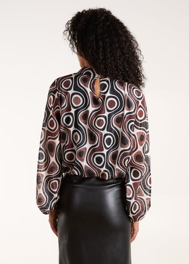 Blue Vanilla Black High Neck Puffball Top