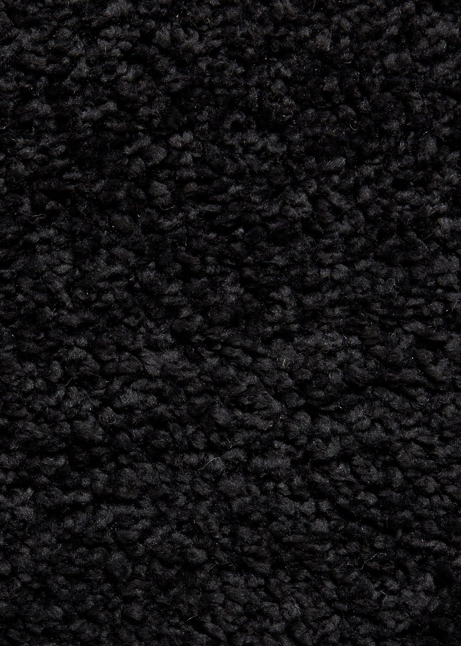 Think Rugs Sierra Black Plain Shaggy Rectangle Rug