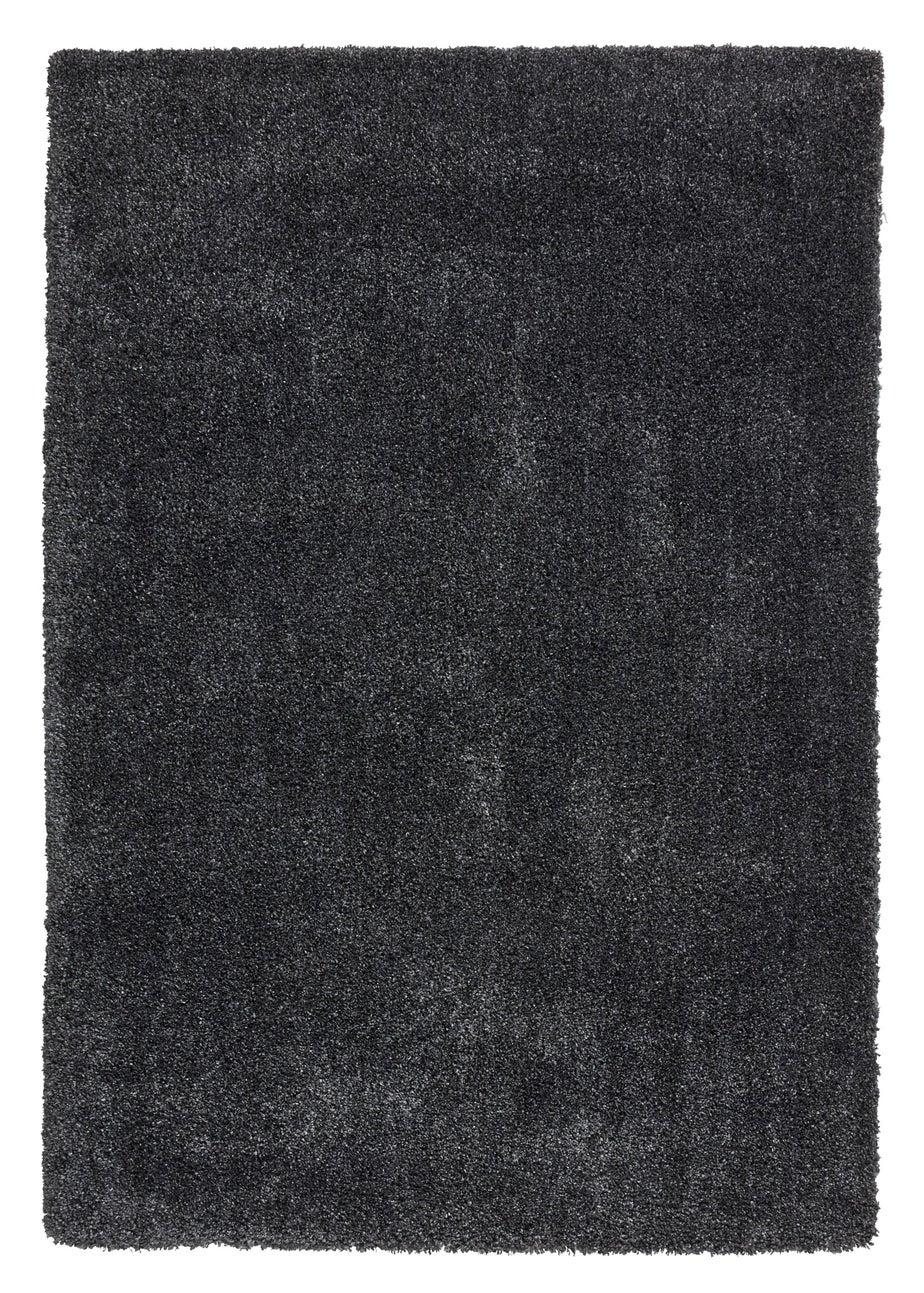 Think Rugs Sierra Dark Grey Plain Shaggy Rectangle Rug