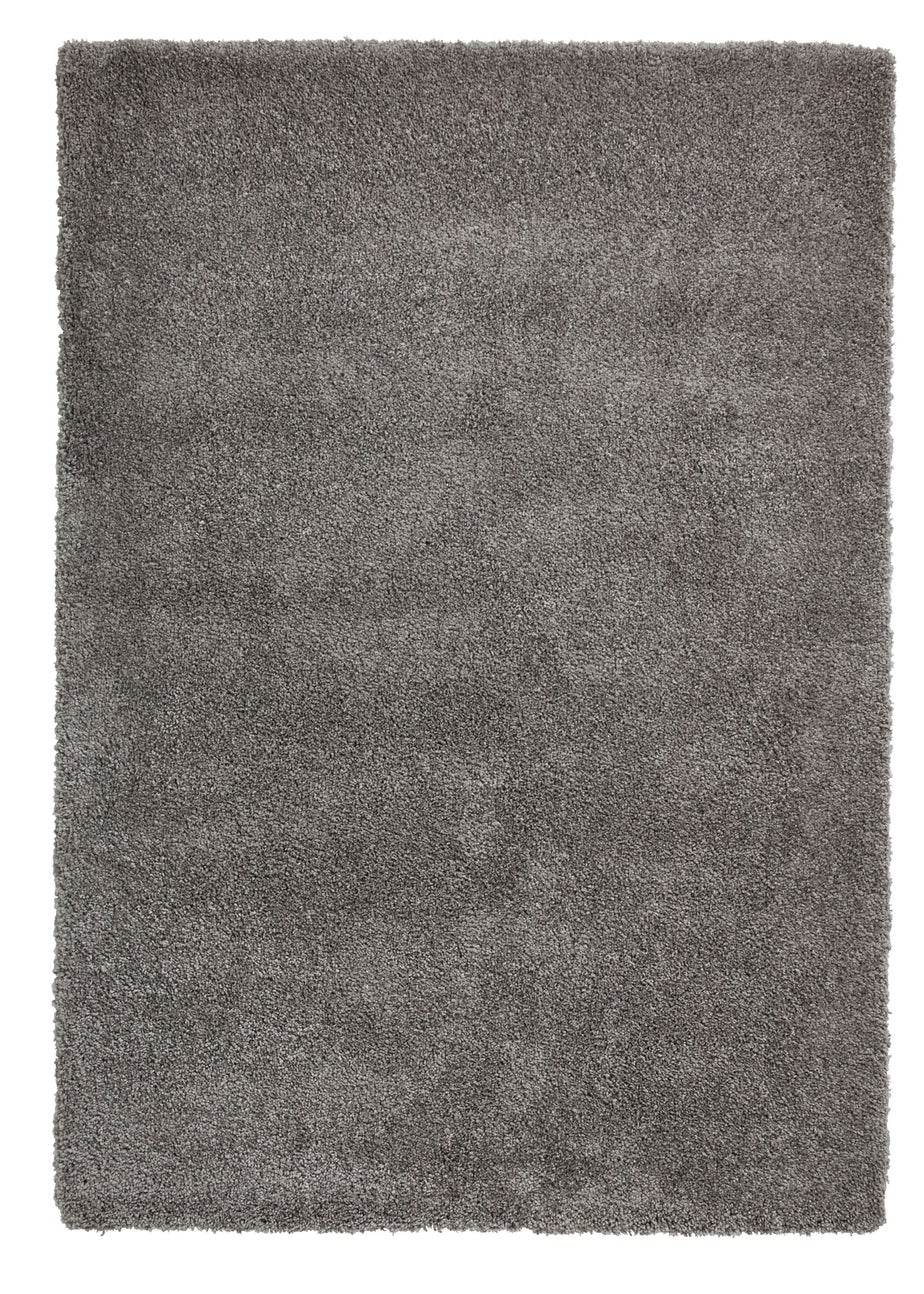Think Rugs Sierra Pebble Grey Plain Shaggy Rectangle Rug