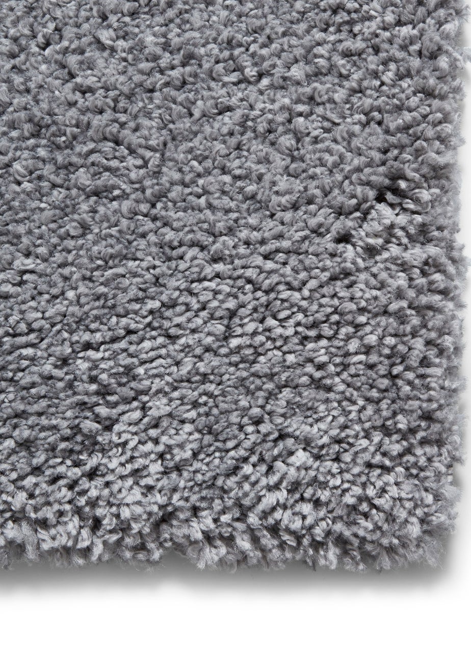 Think Rugs Sierra Grey Plain Shaggy Rectangle Rug
