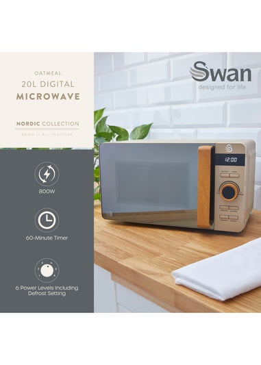 Swan Nordic Beige Digital Microwave (20L)