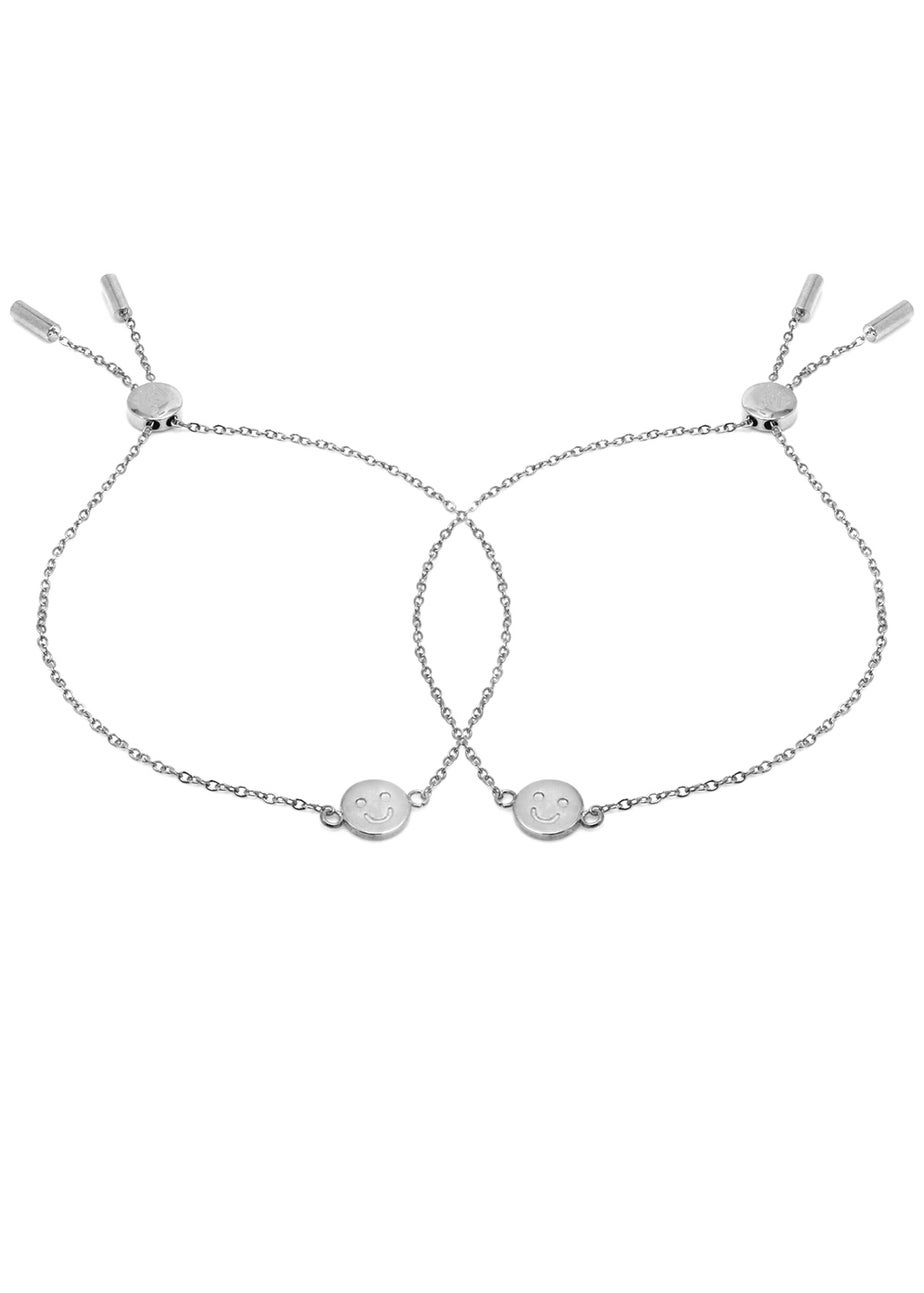 Say It With Silver Children's Smiley Friendship Bracelets
