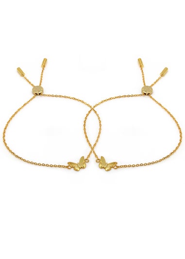 Say It With Yellow Gold Children's Butterfly Friendship Bracelets
