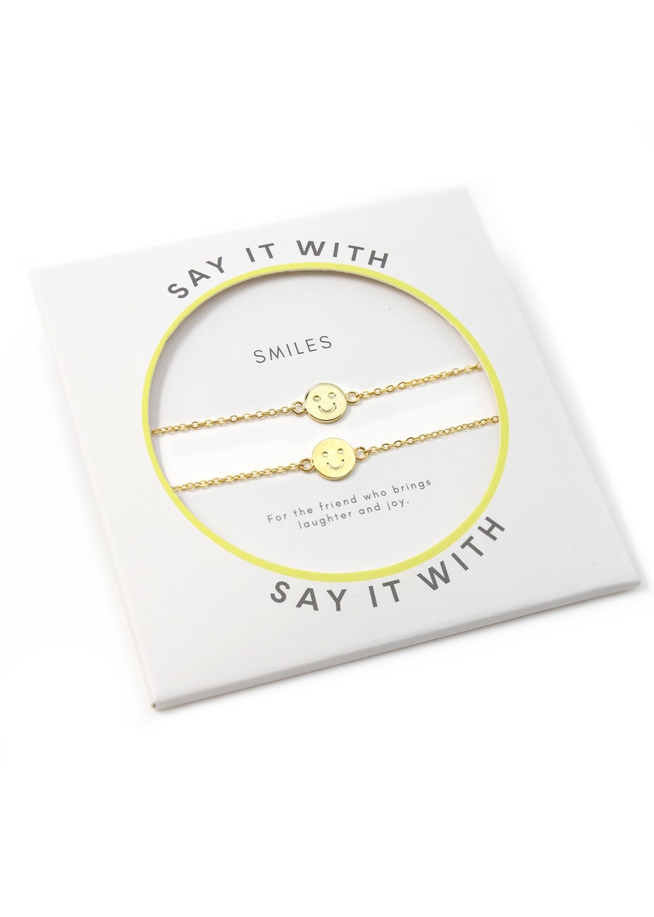Say It With Yellow Gold Smiley Friendship Bracelets