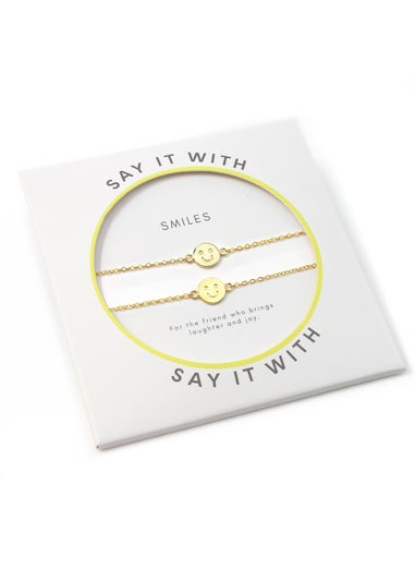 Say It With Yellow Gold Smiley Friendship Bracelets