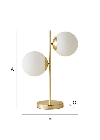 ValueLights Jas Brushed Gold Table Lamp with Small White Globe Shade