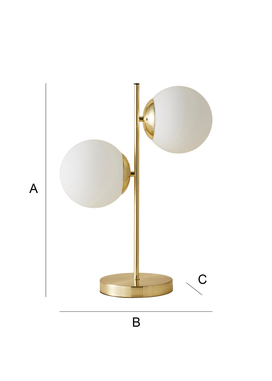 ValueLights Jas Brushed Gold Table Lamp with Small White Globe Shade