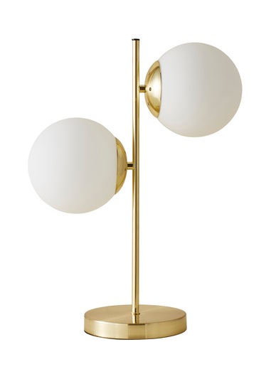 ValueLights Jas Brushed Gold Table Lamp with Small White Globe Shade