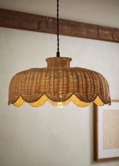 ValueLights Naveah Wood Rattan Natural Tapered Ceiling Pendant Shade (18cm x 38cm x 38cm)