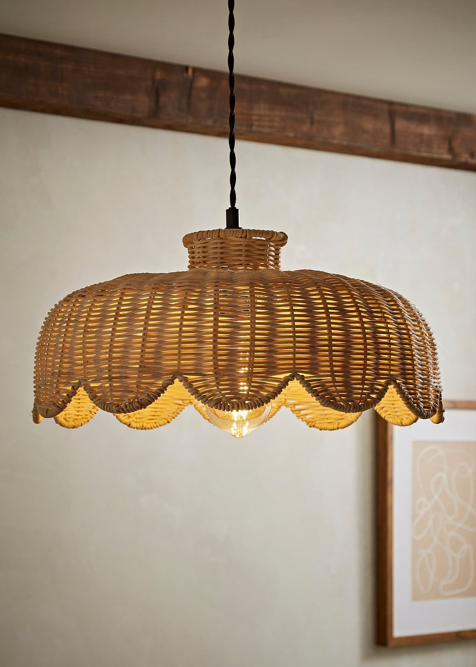 ValueLights Naveah Wood Rattan Natural Tapered Ceiling Pendant Shade (18cm x 38cm x 38cm)