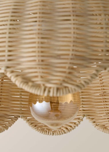 ValueLights Naveah Wood Rattan Natural Tapered Ceiling Pendant Shade (18cm x 38cm x 38cm)