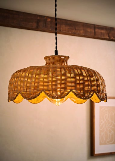 ValueLights Naveah Wood Rattan Natural Tapered Ceiling Pendant Shade (18cm x 38cm x 38cm)
