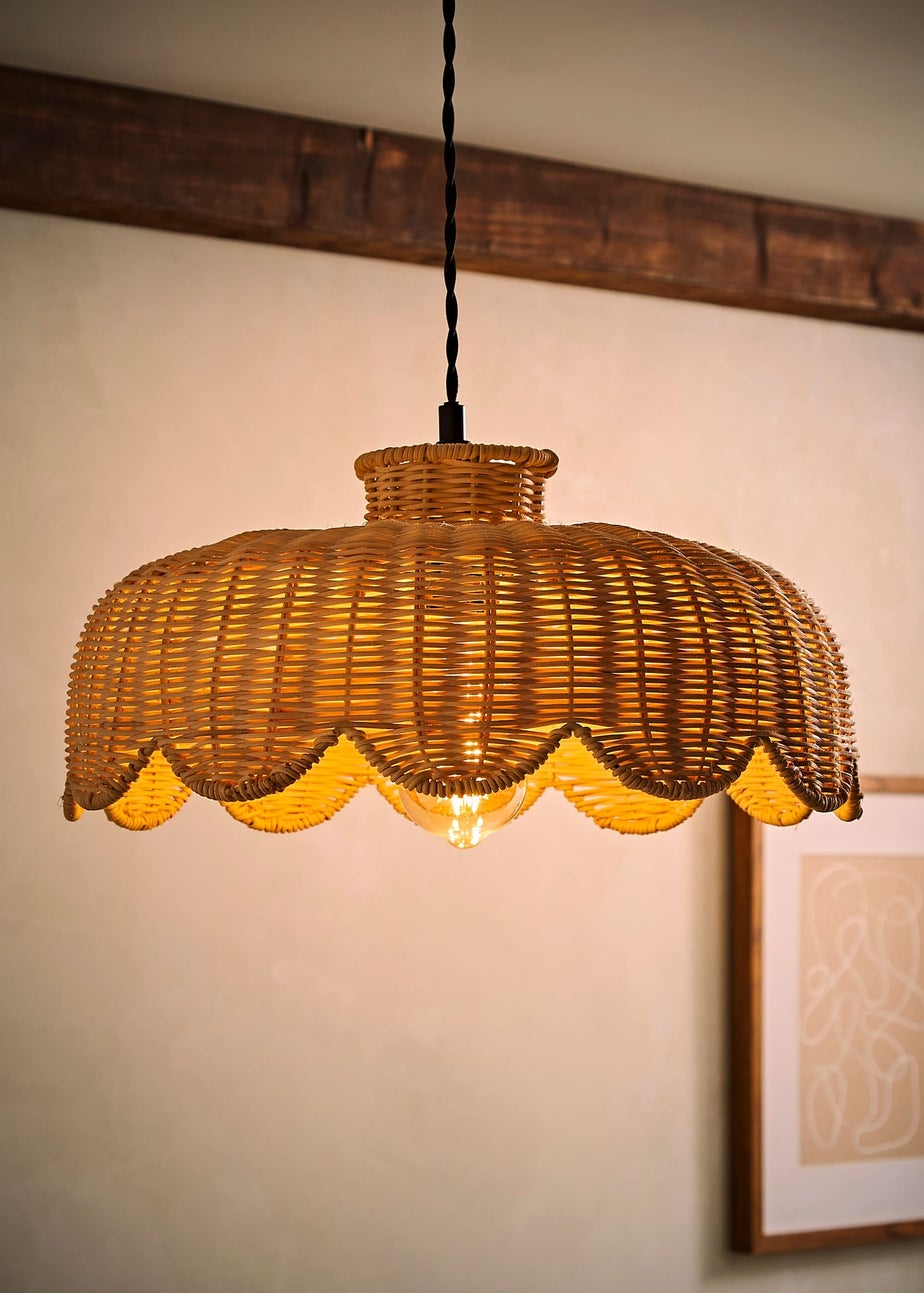 ValueLights Naveah Wood Rattan Natural Tapered Ceiling Pendant Shade (18cm x 38cm x 38cm)