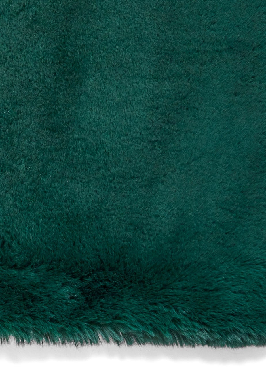 Think Rugs Super Teddy Jewel Green Plain Shaggy Rectangle Rug