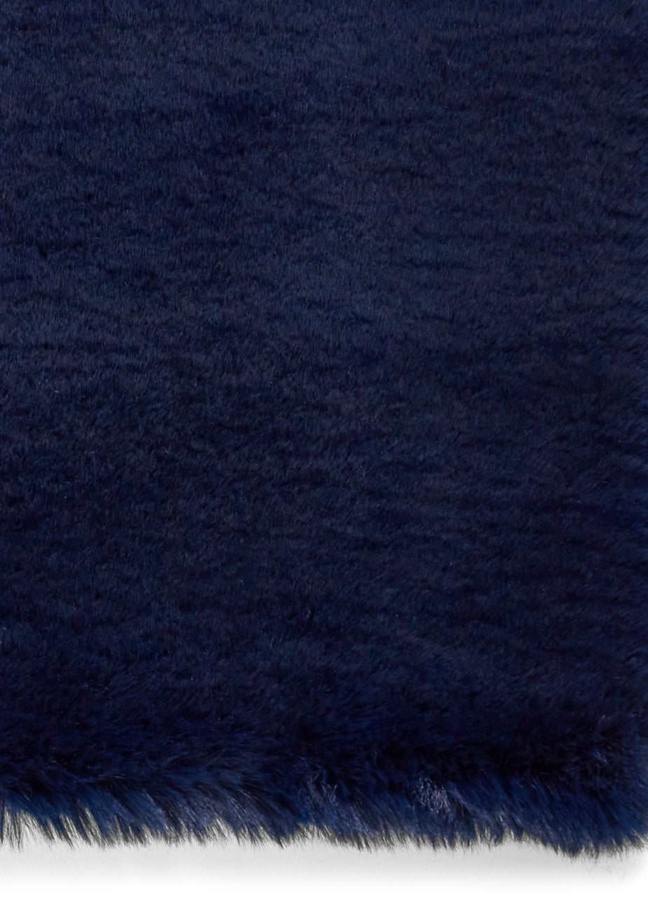 Think Rugs Super Teddy Navy Plain Shaggy Rectangle Rug