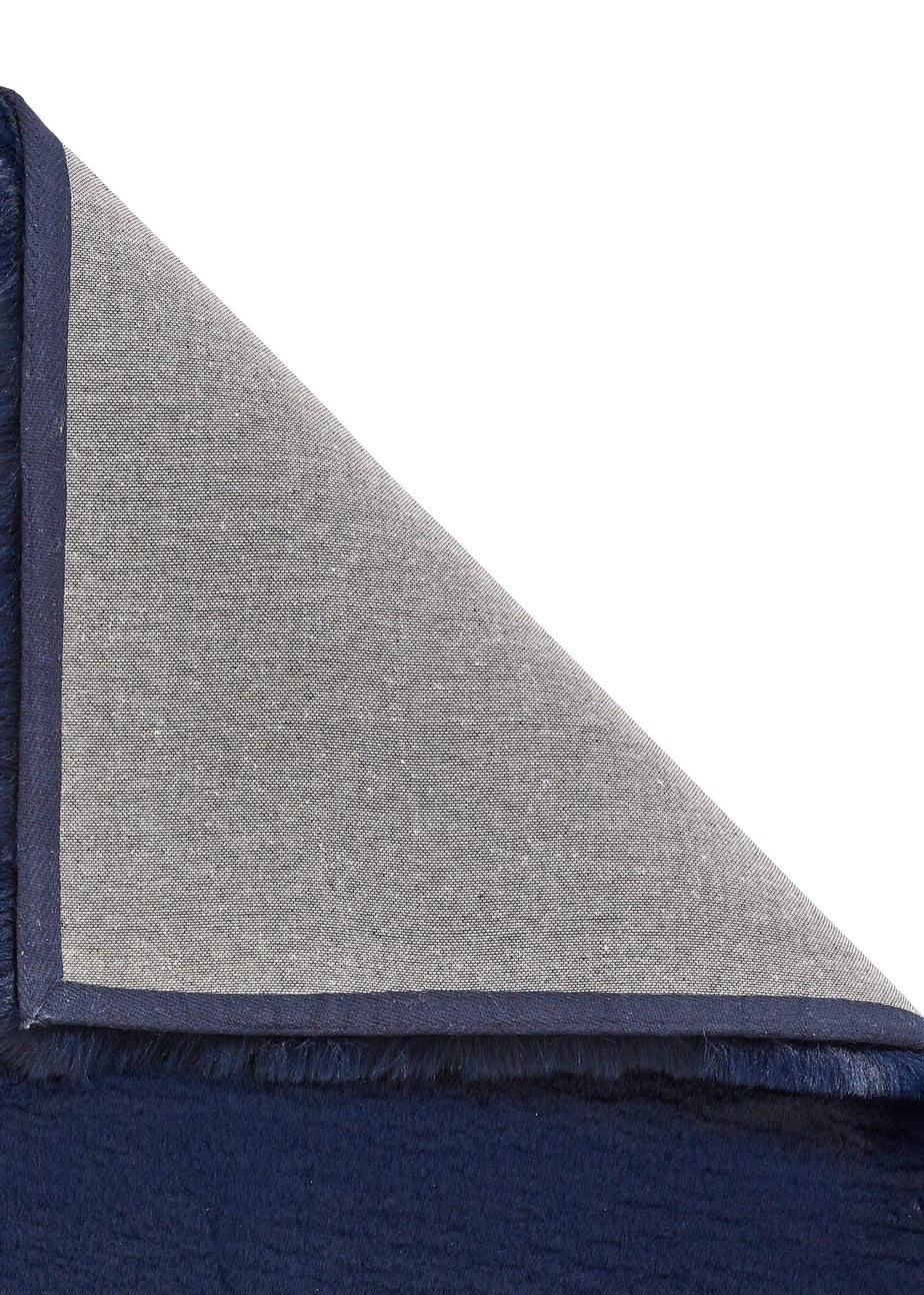 Think Rugs Super Teddy Navy Plain Shaggy Rectangle Rug