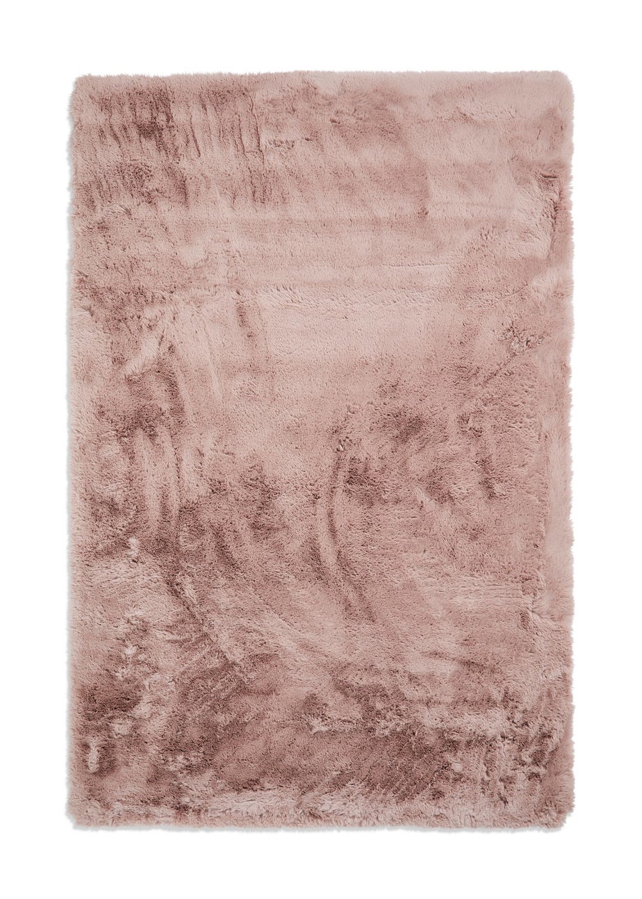 Think Rugs Super Teddy Rose Plain Shaggy Rectangle Rug