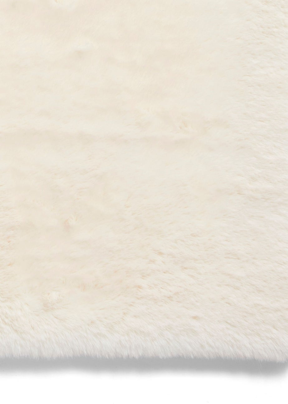 Think Rugs Super Teddy Ivory Plain Shaggy Rectangle Rug