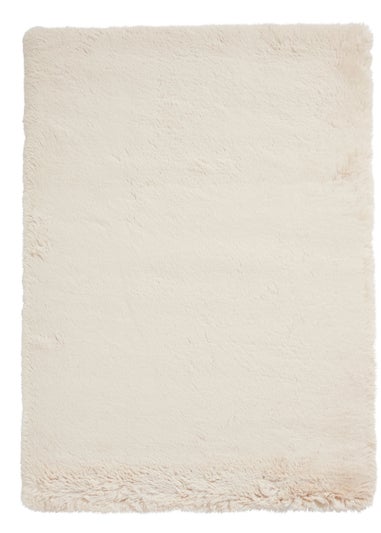 Think Rugs Super Teddy Beige Plain Shaggy Rectangle Rug