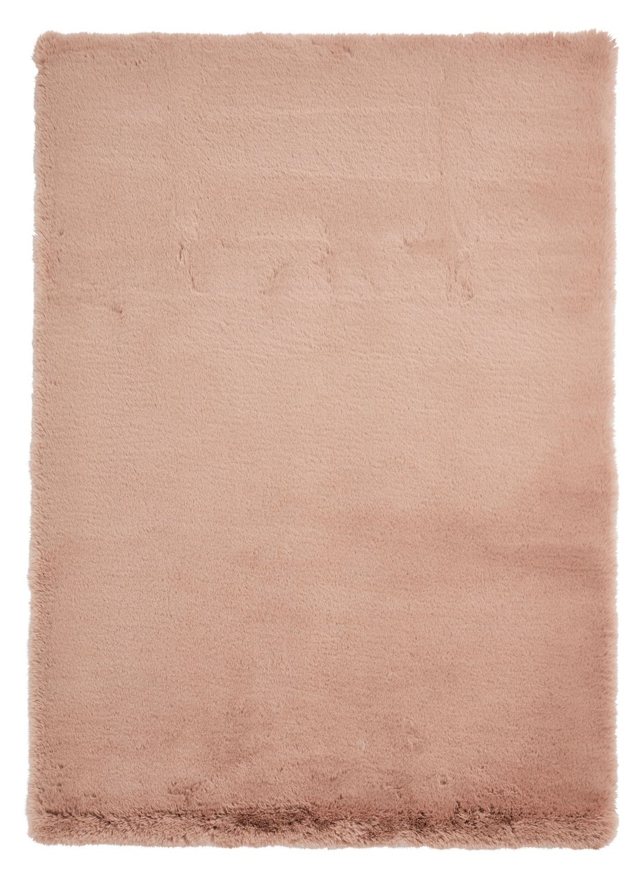 Think Rugs Super Teddy Mink Plain Shaggy Rectangle Rug