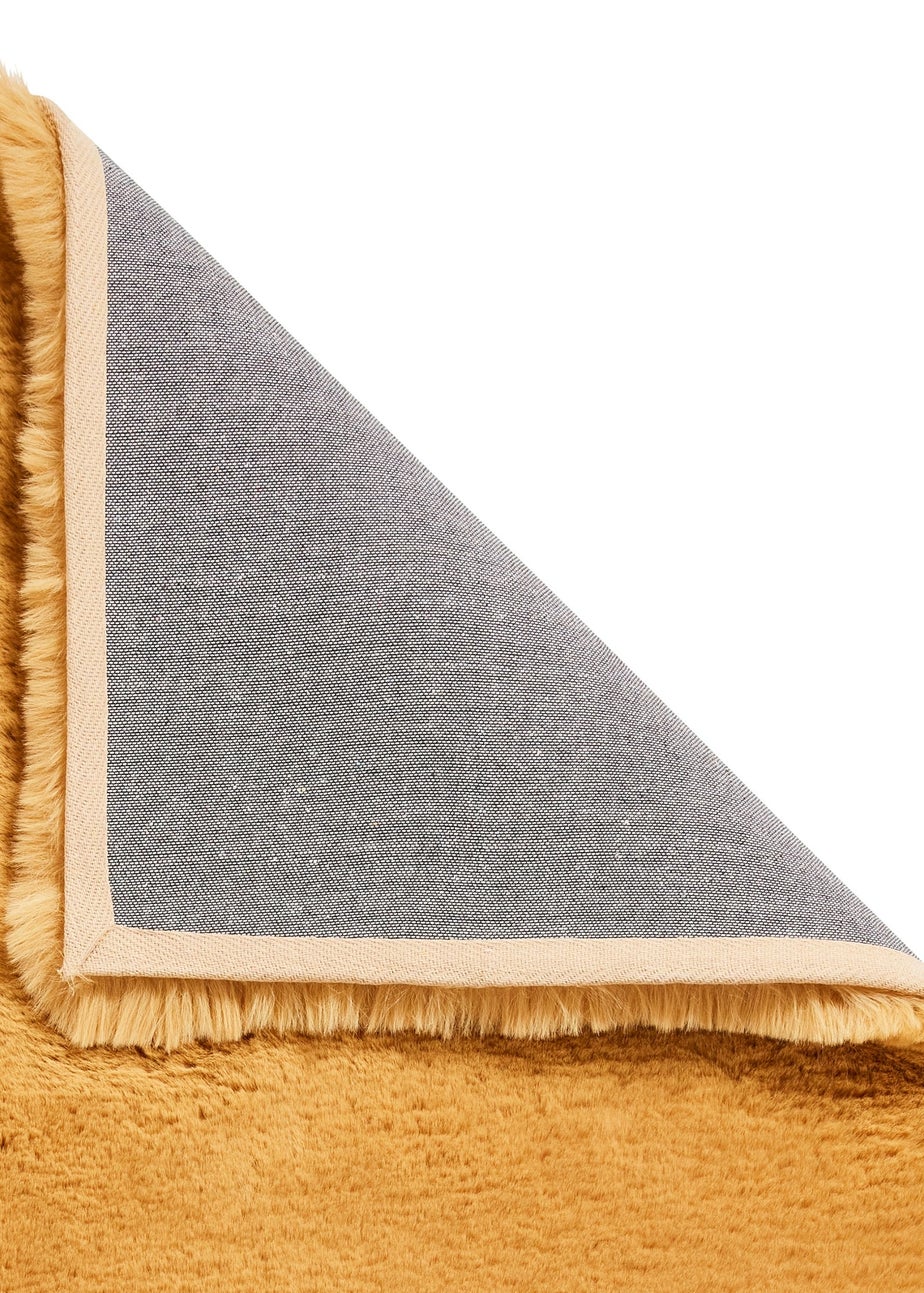 Think Rugs Super Teddy Mustard Plain Shaggy Rectangle Rug