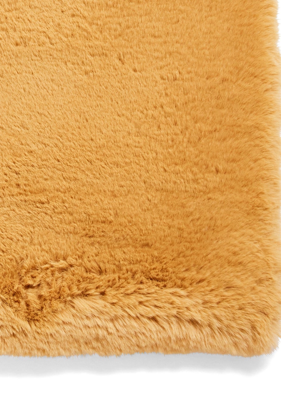 Think Rugs Super Teddy Mustard Plain Shaggy Rectangle Rug