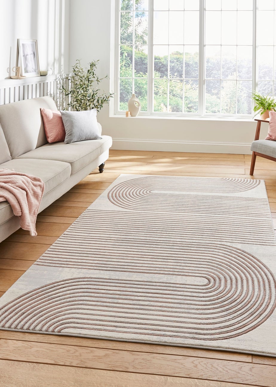 Think Rugs Apollo Grey/Rose Modern Linear Rectangle Rug