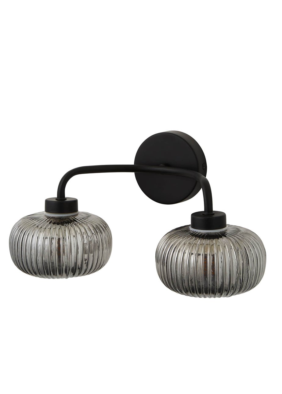 ValueLights Amaia Polished Black Wall Light with Clear Globe Shade