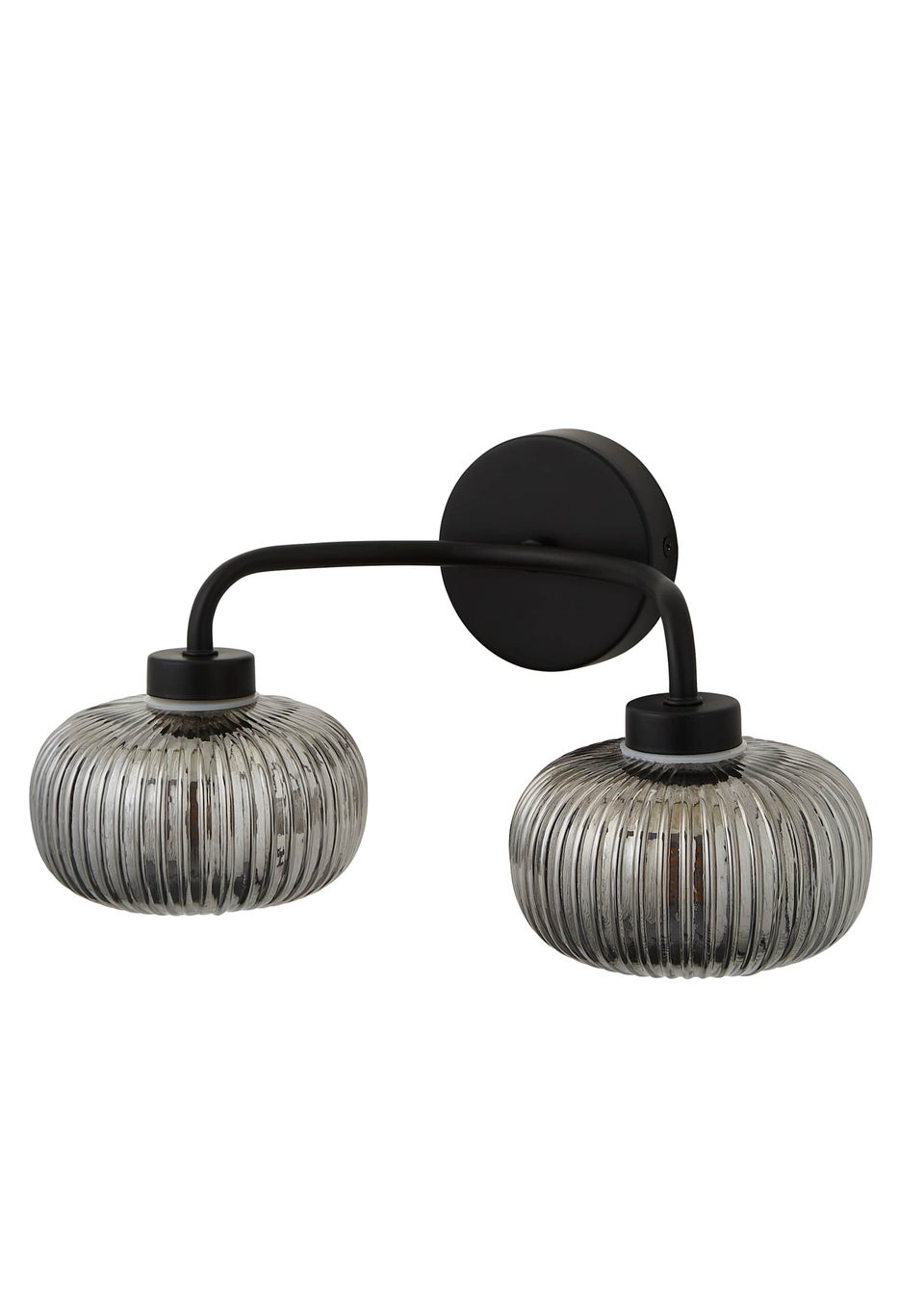 ValueLights Amaia Polished Black Wall Light with Clear Globe Shade