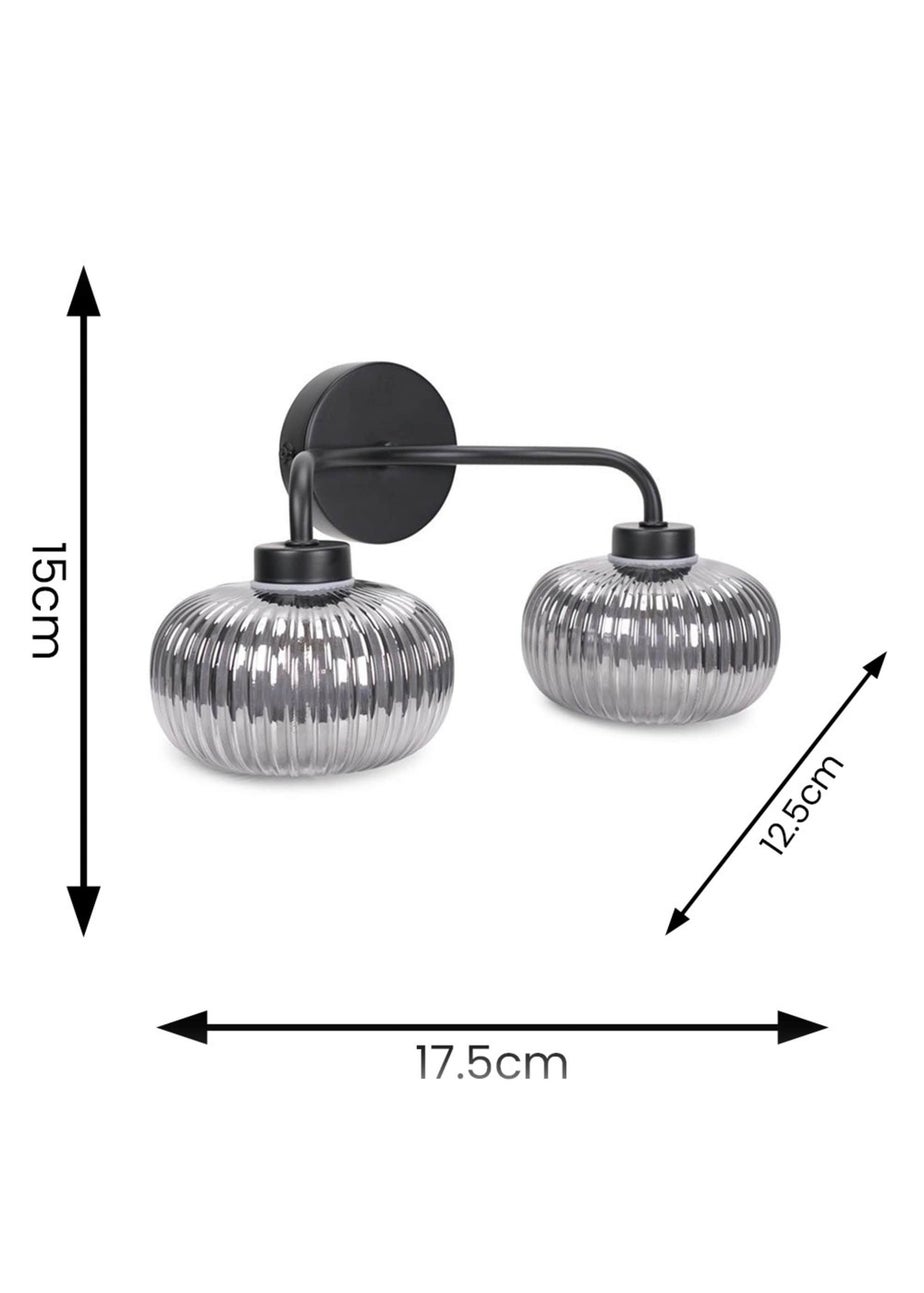 ValueLights Amaia Polished Black Wall Light with Clear Globe Shade