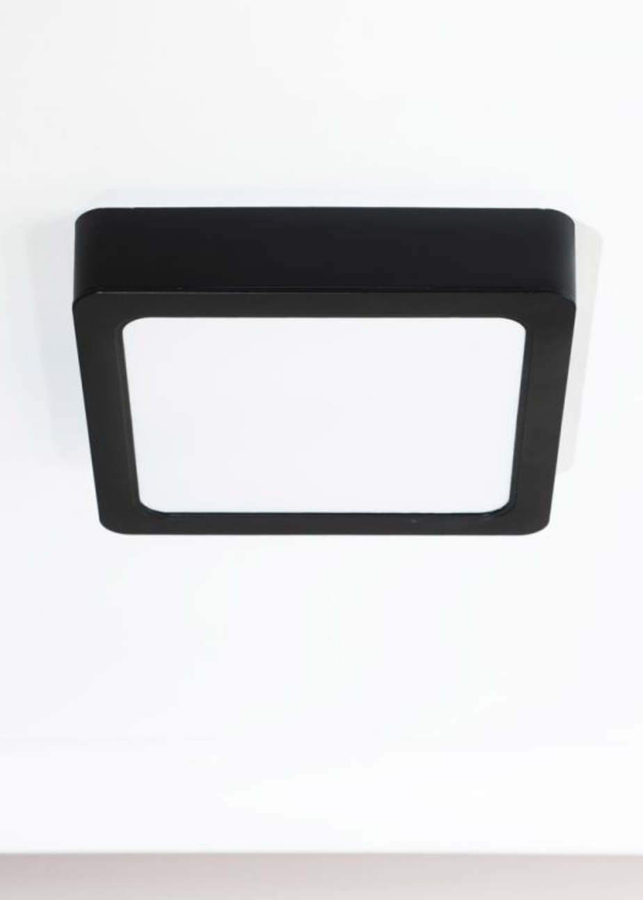 ValueLights Lacey Matte Black Flush Light with White Shade Integrated LED