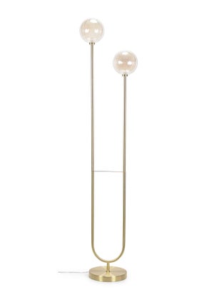 ValueLights Chessy  Gold Floor Lamp with Globe Shade (153cm x 32cm x 23cm)