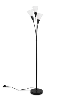 ValueLights Kristina Black Floor Lamp with White Uplighter Shade (152cm x 22cm x 24cm)